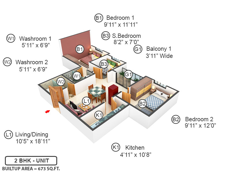 3DFloorPlan of Loharuka Green Heights 2