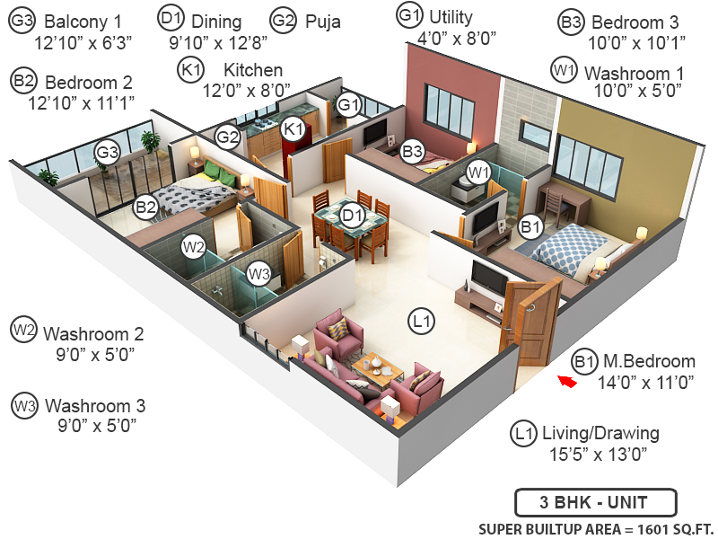 3DFloorPlan of Candeur Crescent