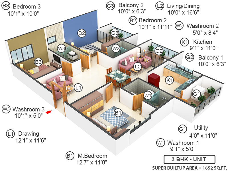 3DFloorPlan of Candeur Crescent