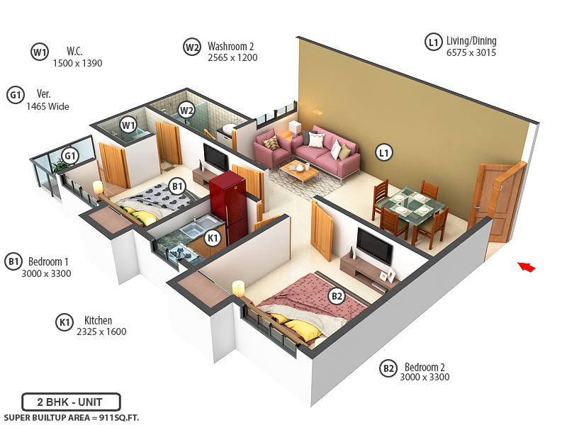 3DFloorPlan of Shree Kunj