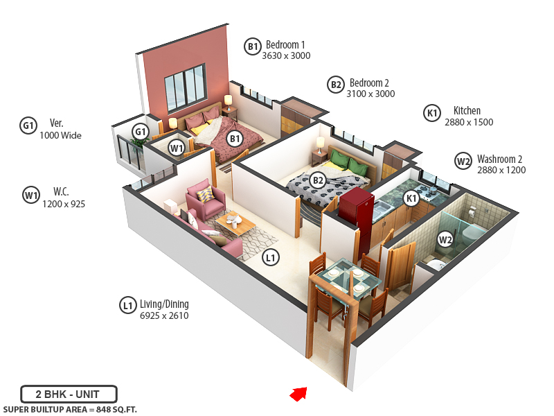 3DFloorPlan of Shree Kunj