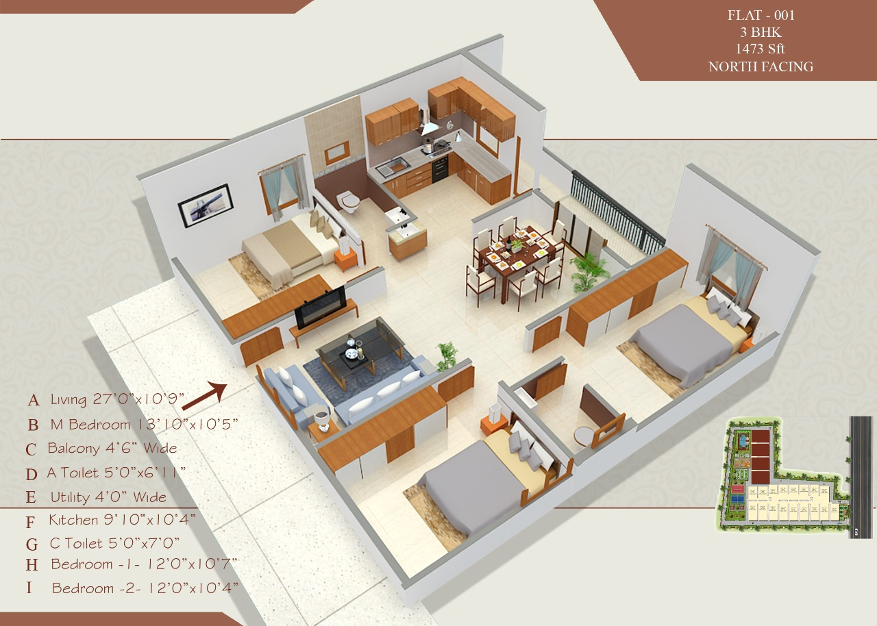 3DFloorPlan of BMR Bhoomika Elites