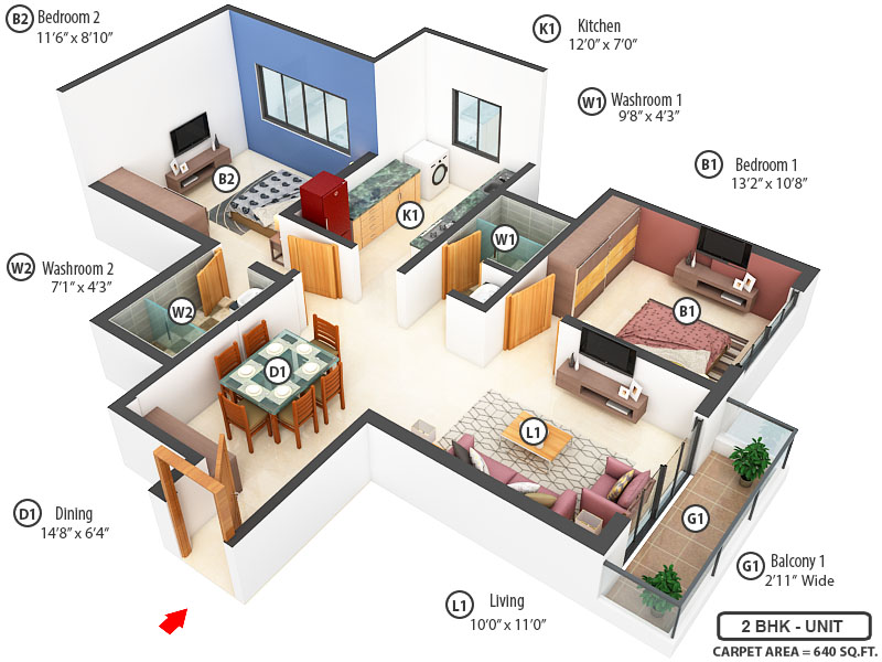 3DFloorPlan of Kanakia Greenberg