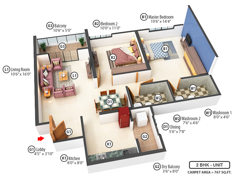 3DFloorPlan of Kohinoor Kaleido