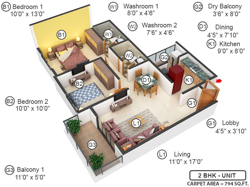 3DFloorPlan of Kohinoor Viva City
