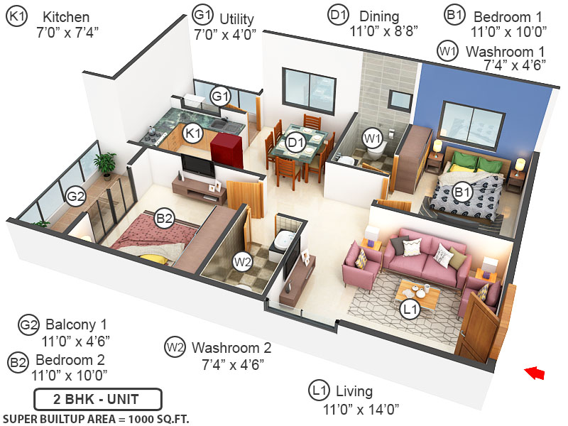 3DFloorPlan of Saranya Sannidhi