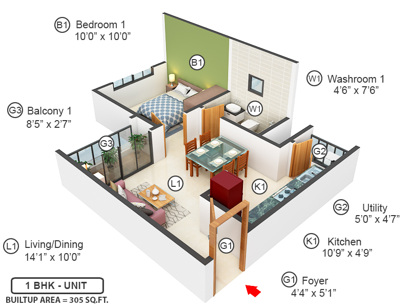 3DFloorPlan of Godrej Splendour