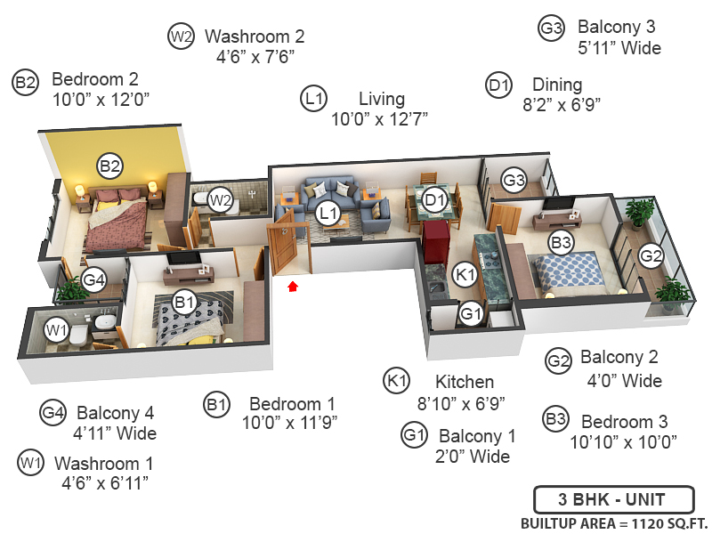 3DFloorPlan of Signature Global Park 4 And 5 Phase II