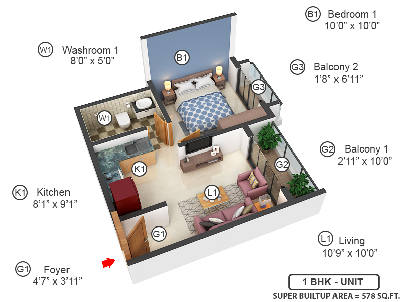 3DFloorPlan of Sumadhura Folium