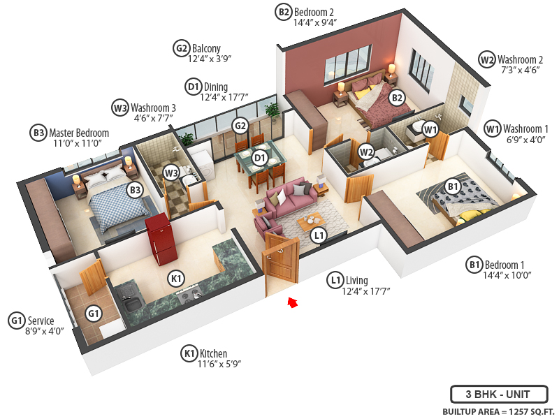 3DFloorPlan of Ramkamal Grandio