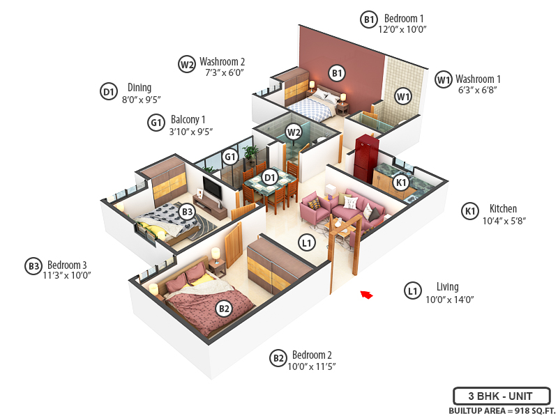 3DFloorPlan of Isha Aagman