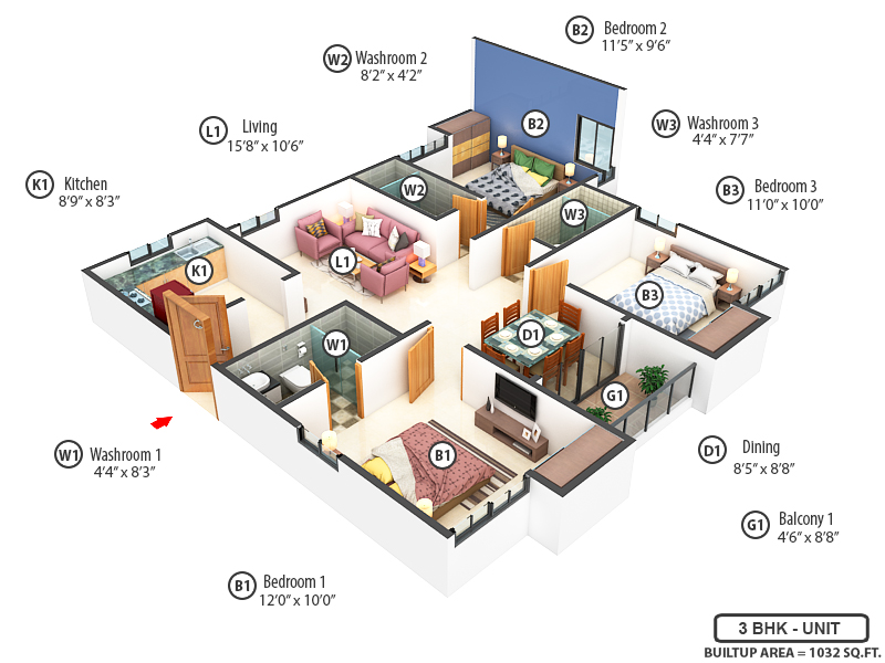 3DFloorPlan of Isha Aagman