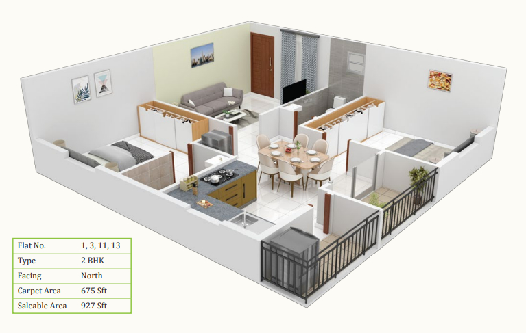 3DFloorPlan of Bhavisha Meadows