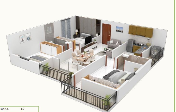 3DFloorPlan of Bhavisha Meadows