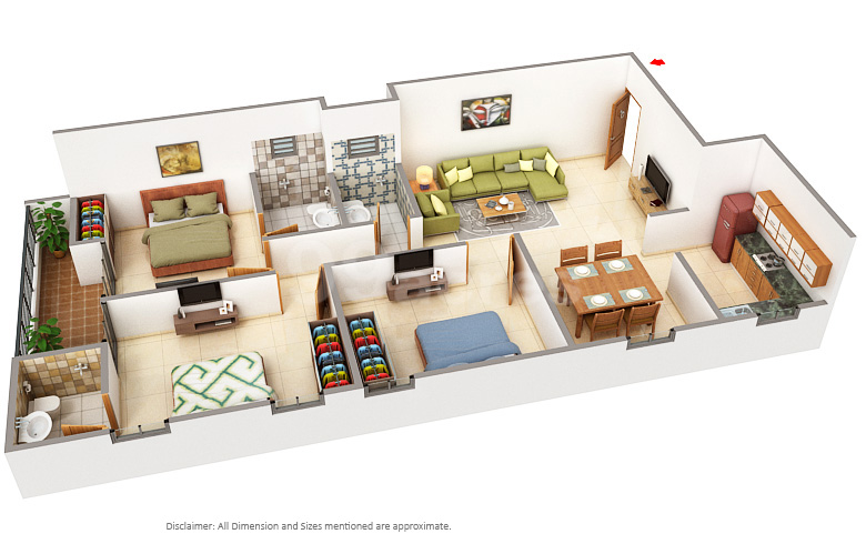 3DFloorPlan of Shree Ganesham Apartment