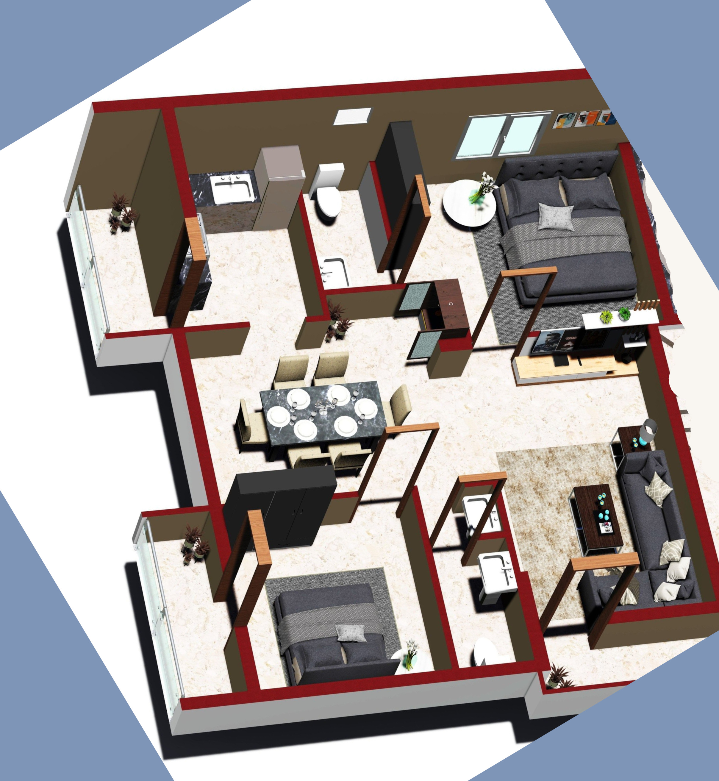 3DFloorPlan of Karuppaswamy Tulsi Apartment