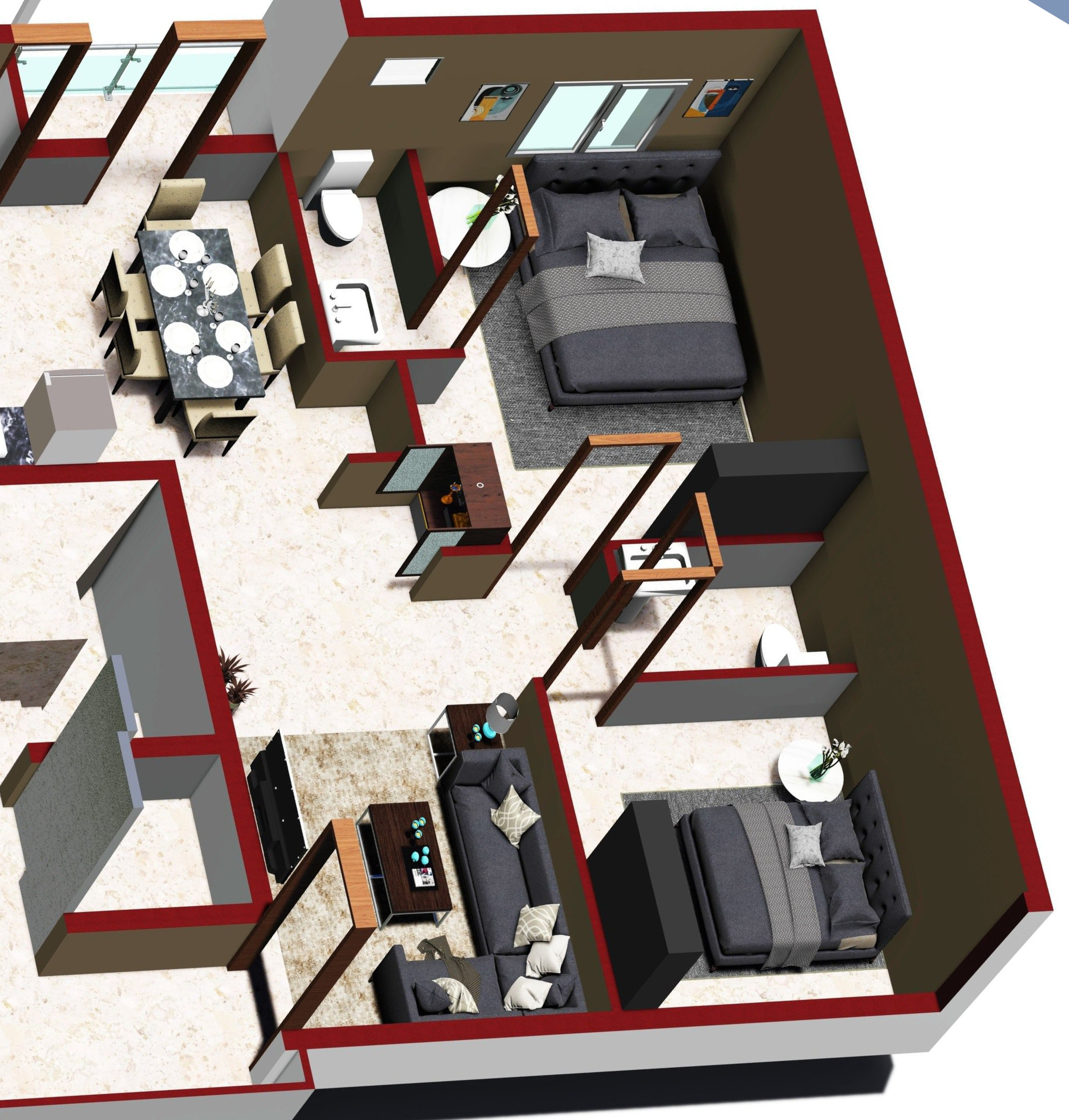 3DFloorPlan of Karuppaswamy Tulsi Apartment
