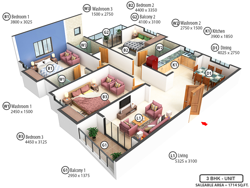 3DFloorPlan of Bhawani Mansion