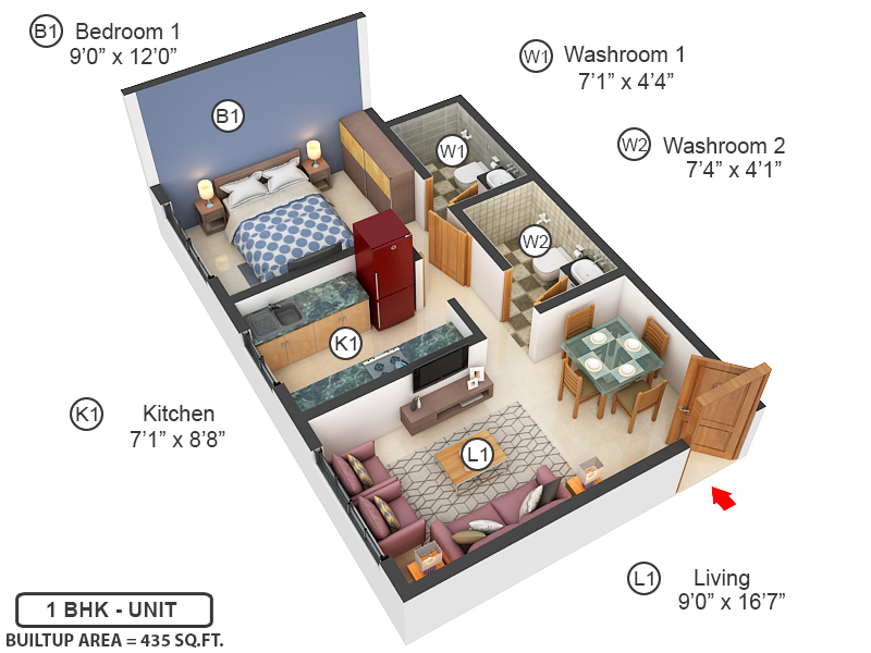 3DFloorPlan of Shristi Residency Phase 1