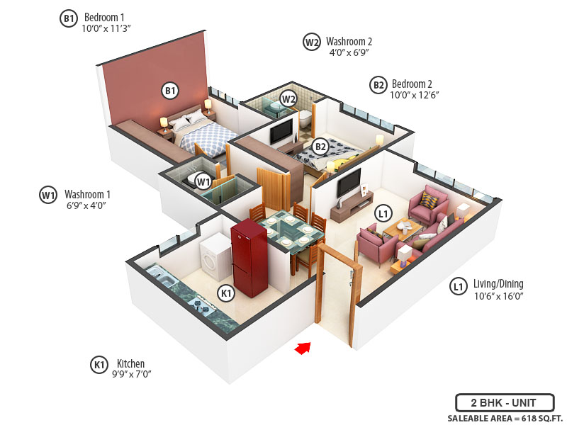 3DFloorPlan of Chandak GreenAiry