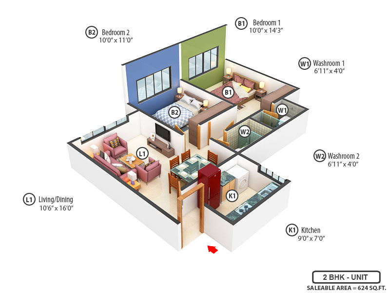 3DFloorPlan of Chandak GreenAiry