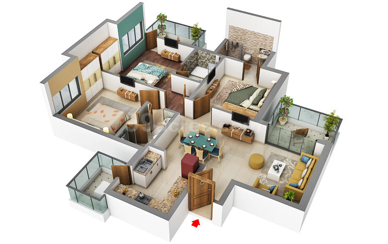 3DFloorPlan of Adani Oyster Grande Tower H