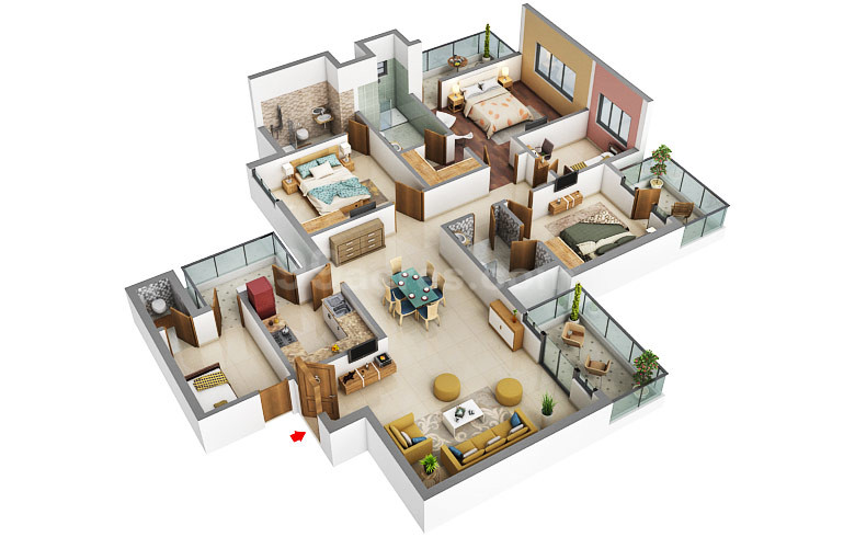 3DFloorPlan of Adani Oyster Grande Tower H