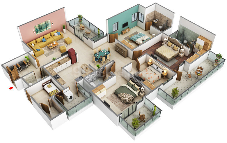 3DFloorPlan of Adani Oyster Grande Tower H