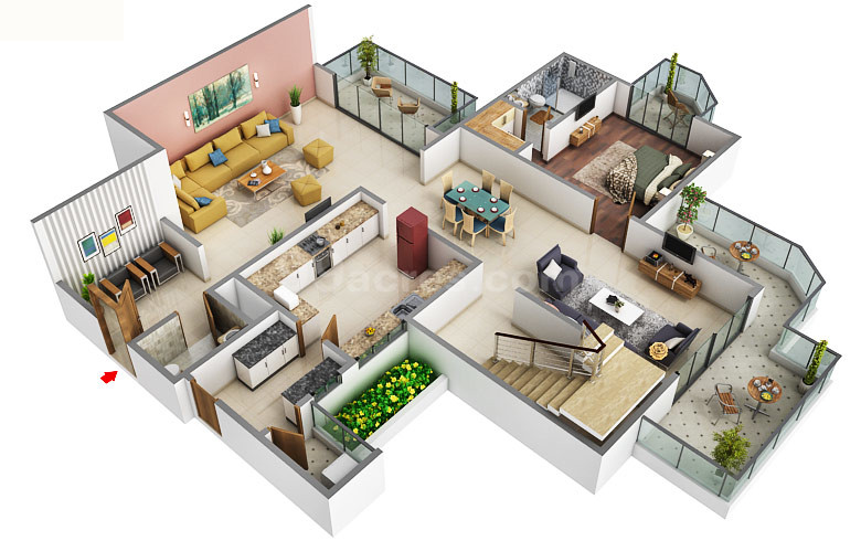 3DFloorPlan of Adani Oyster Grande Tower H