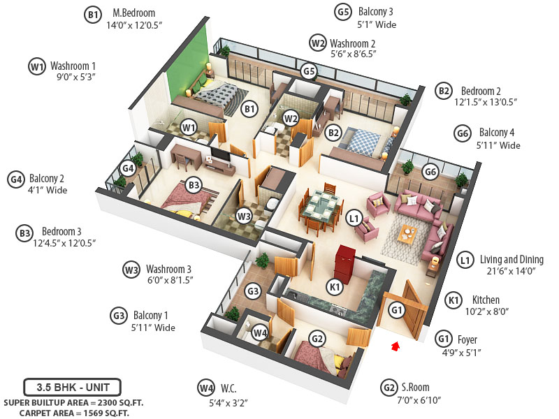 3DFloorPlan of Puri The Aravallis