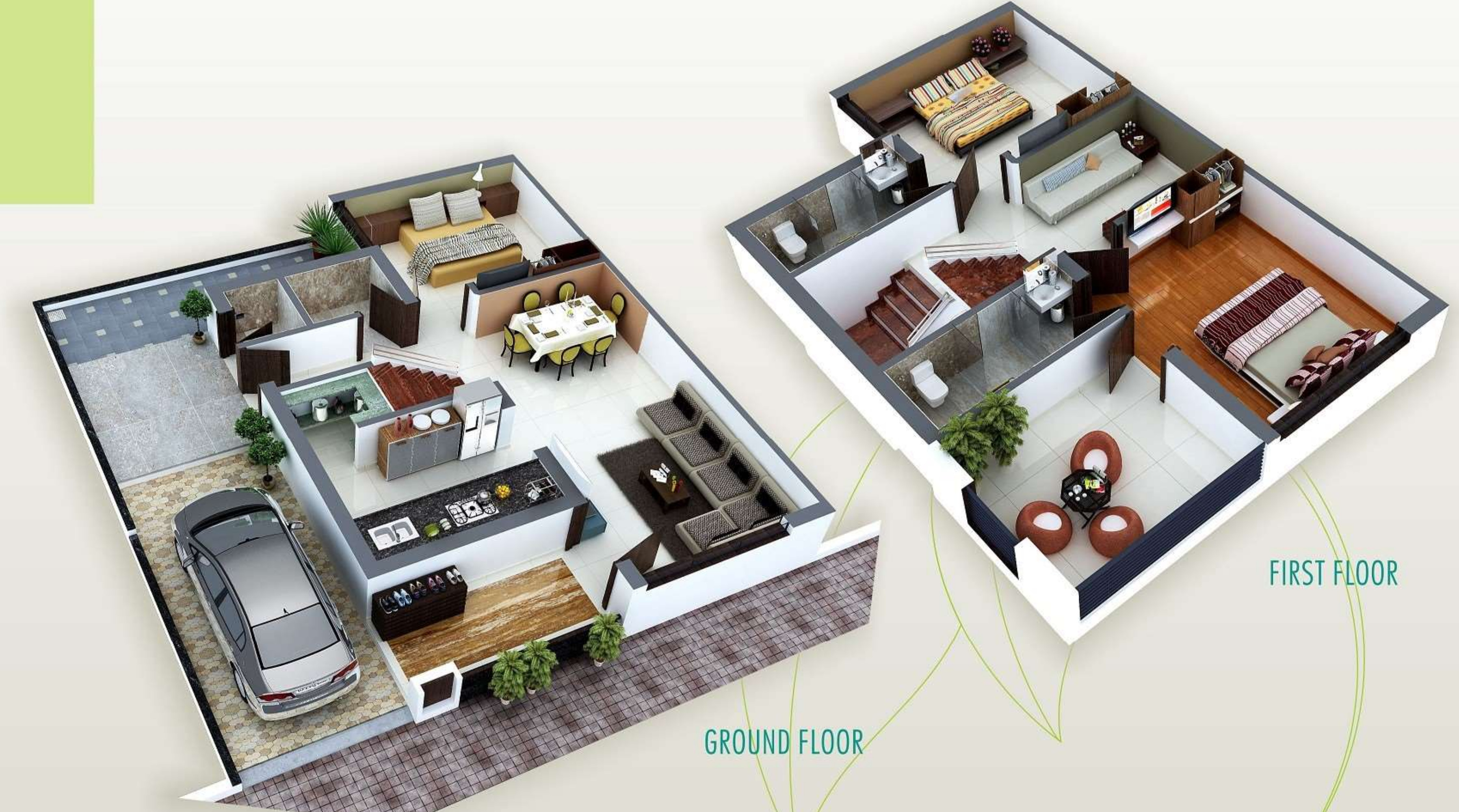 3DFloorPlan of Aaditya 101 Green Homes