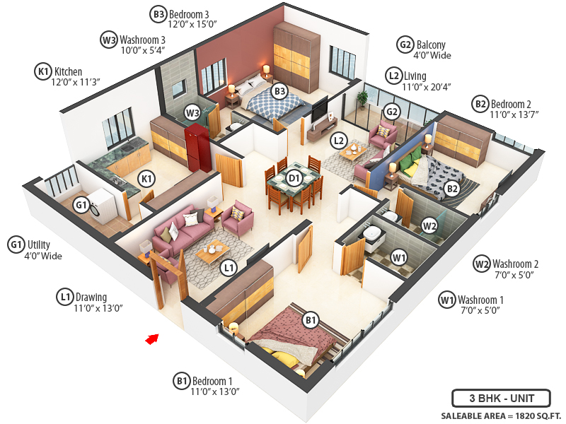 3DFloorPlan of Sikhara One