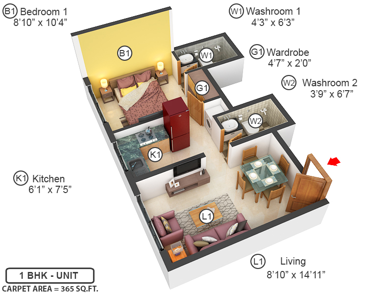 3DFloorPlan of Sethia Pride Wing A