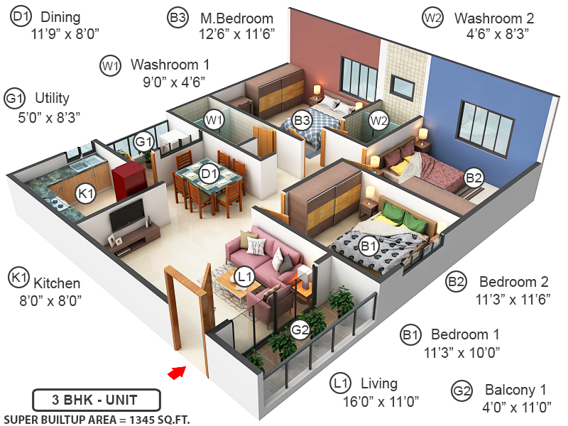 3DFloorPlan of Sri Nandana Grand