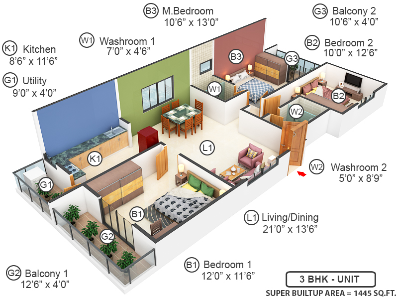 3DFloorPlan of Sri Nandana Grand