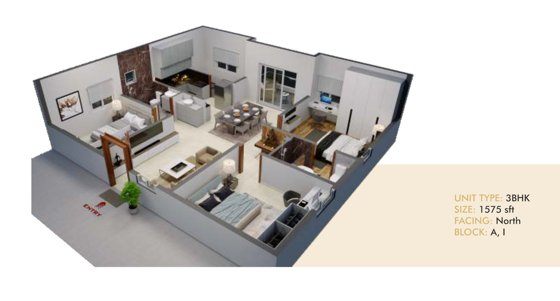 3DFloorPlan of Bhavya Tulasivanam Avani