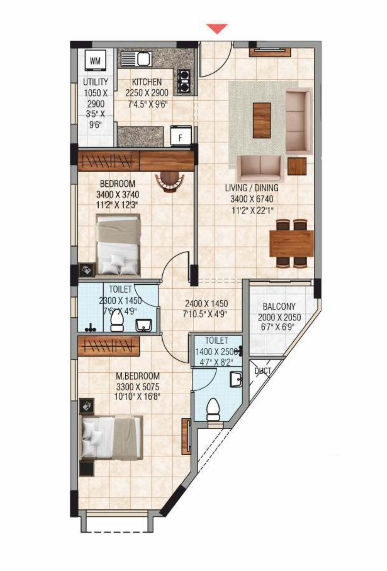 3DFloorPlan of Ruby Upside Avenue