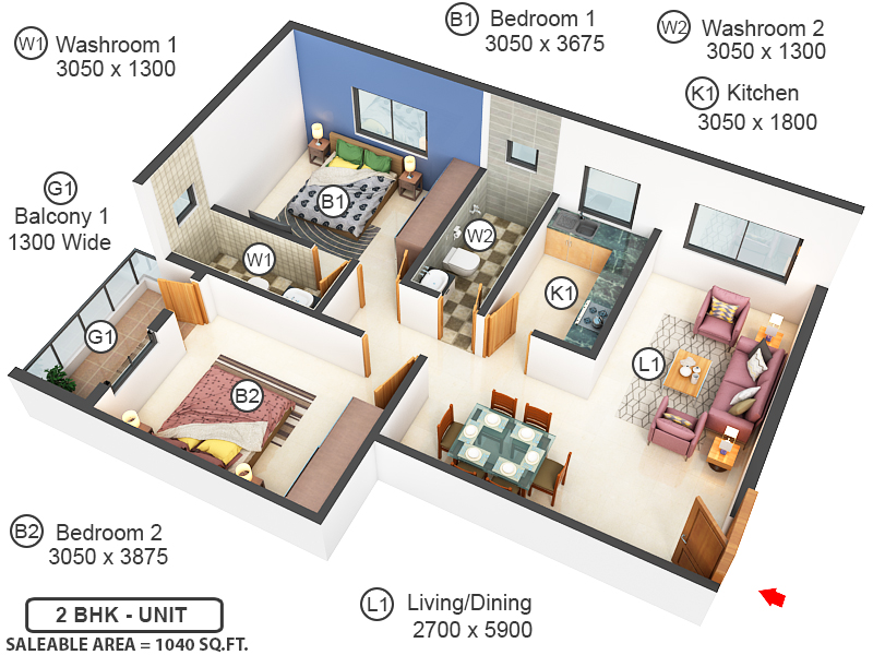 3DFloorPlan of Kasturi Heights