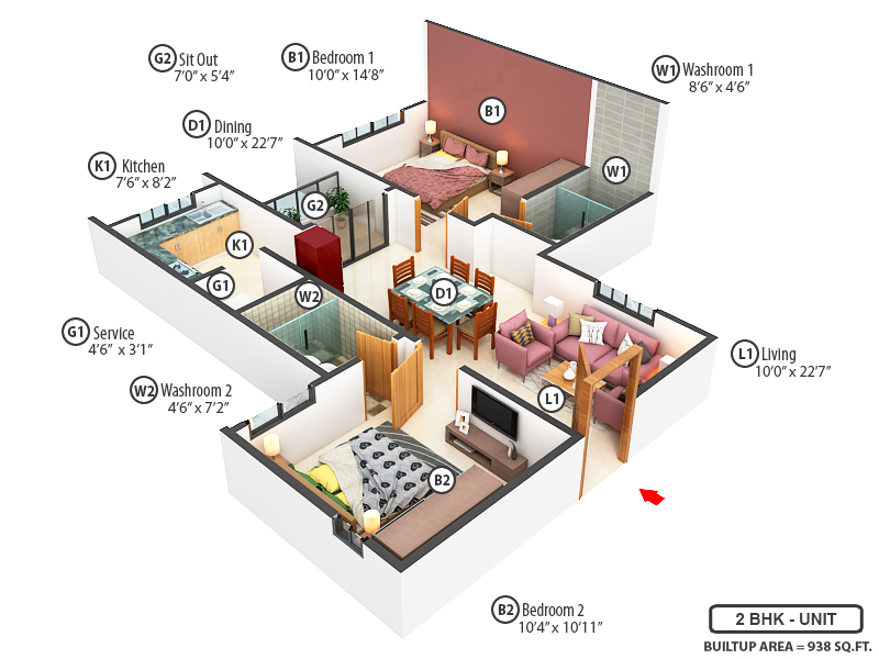 3DFloorPlan of Mahalakshmi Ramyam