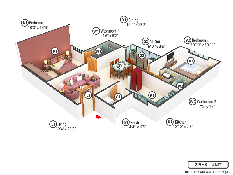 3DFloorPlan of Mahalakshmi Ramyam