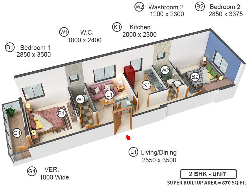 3DFloorPlan of Trishul Rajkiran Apartment