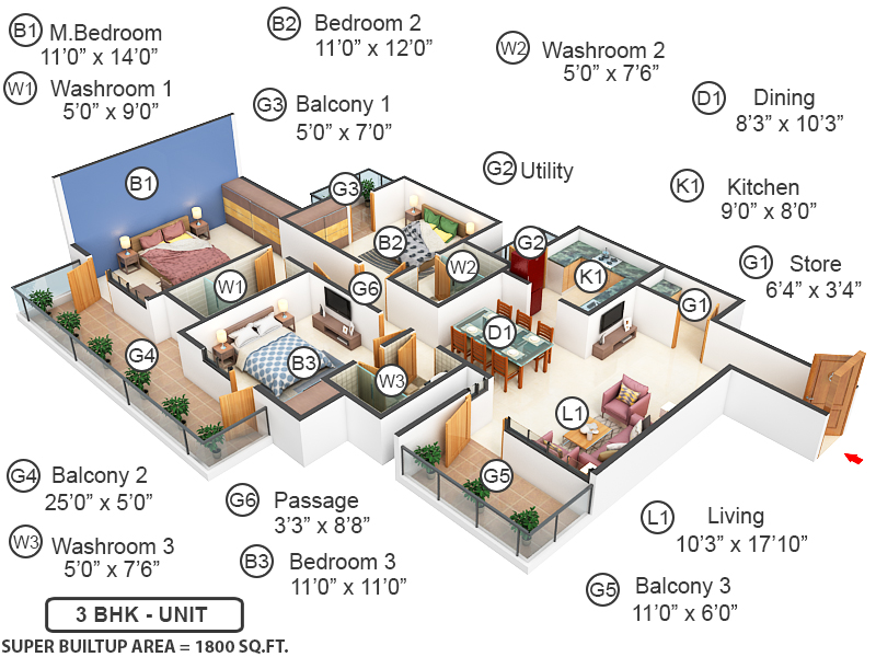 3DFloorPlan of Ramprastha Primera