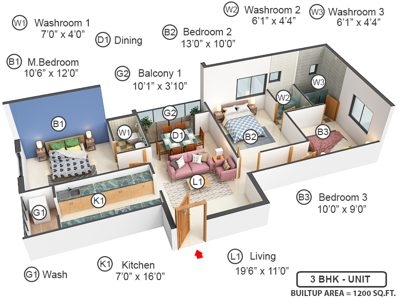 3DFloorPlan of Eeshani New Colony