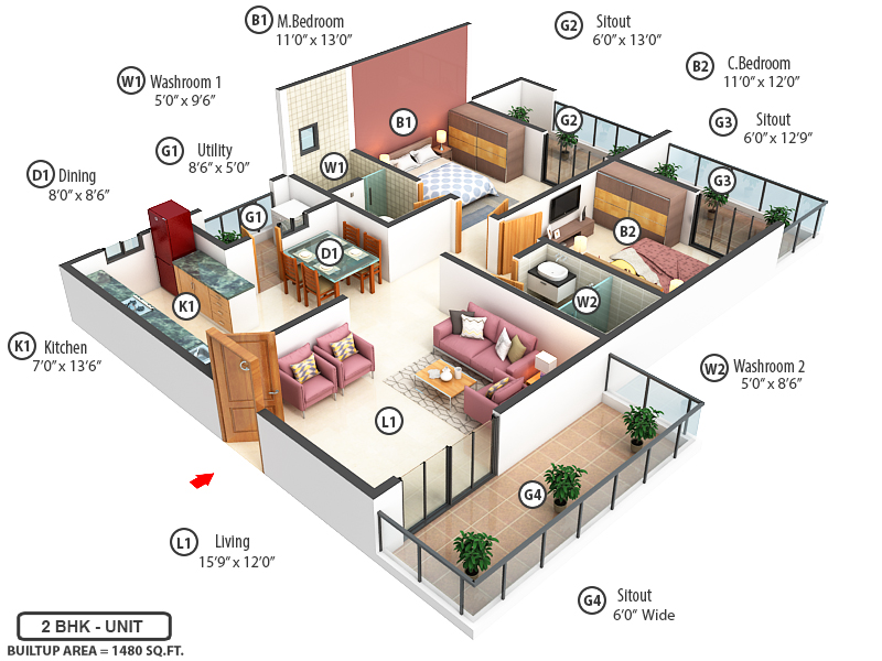 3DFloorPlan of AVL Samskruthi