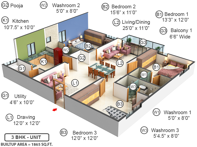 3DFloorPlan of Pranathi Kiara