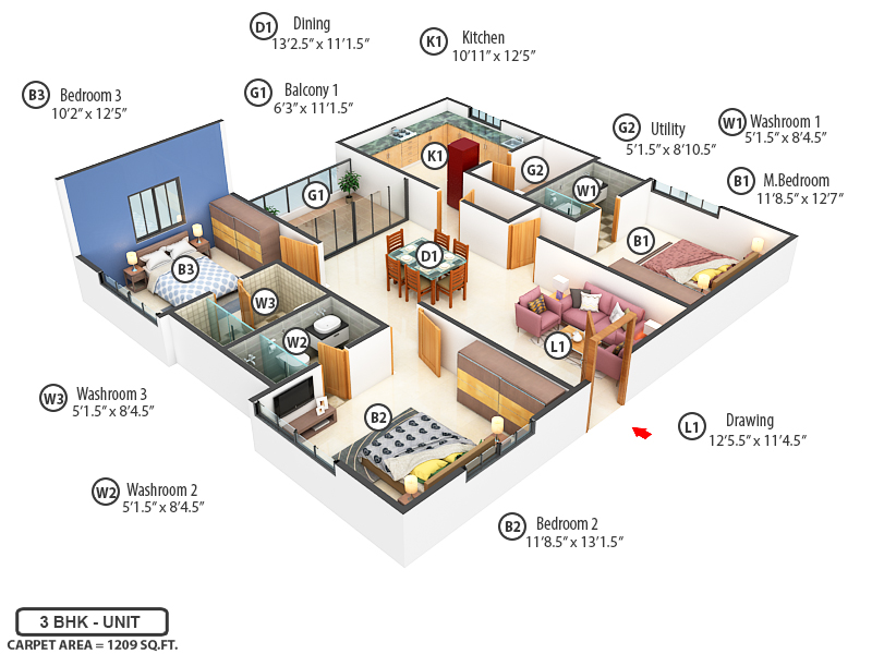 3DFloorPlan of Pacifica Hillcrest Phase 2