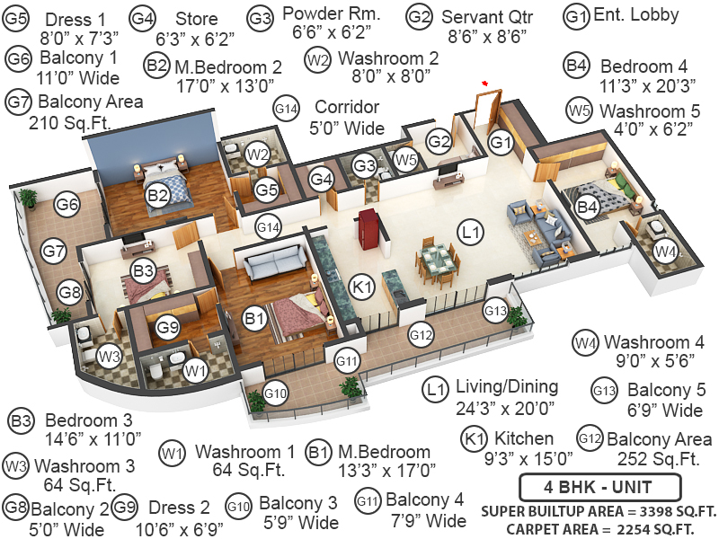3DFloorPlan of Rishita Serenity