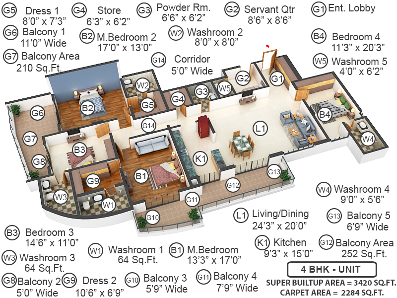 3DFloorPlan of Rishita Serenity