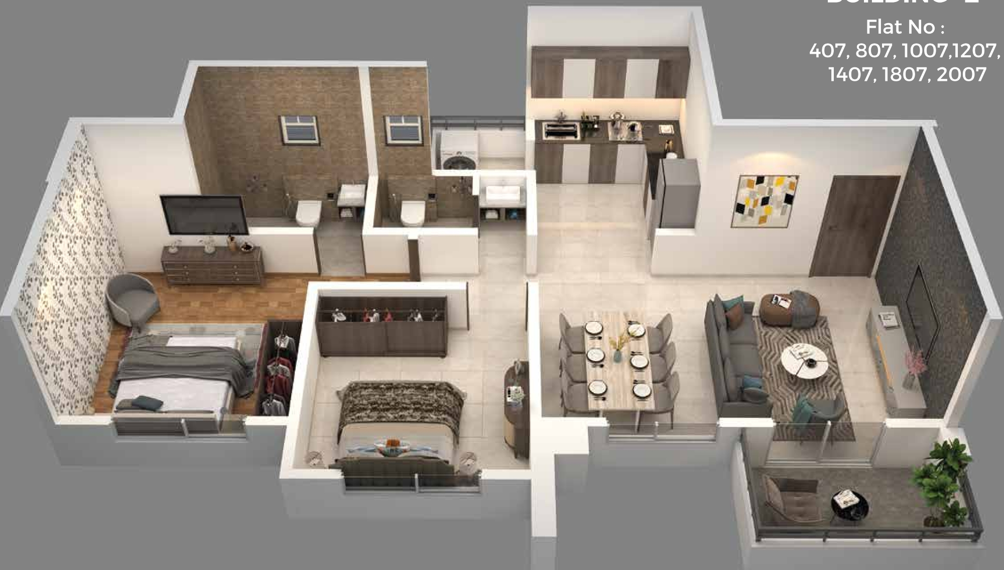 3DFloorPlan of Ganesh Siddhi E Wing