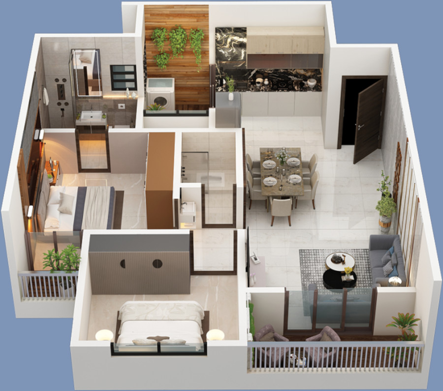 3DFloorPlan of Swastik Prism City Violet